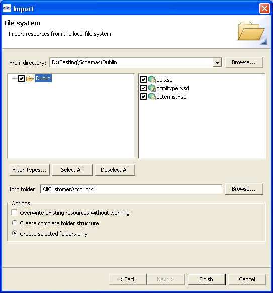 Import From File System Dialog