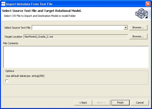 Select Source Text File and Target Relational Model