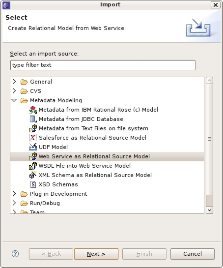 Import WSDL as Relational Source Model