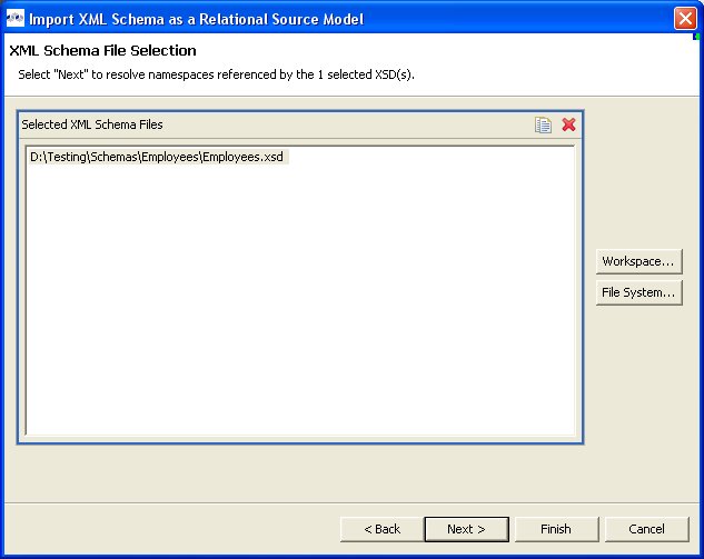 XML Schema File Selection Dialog