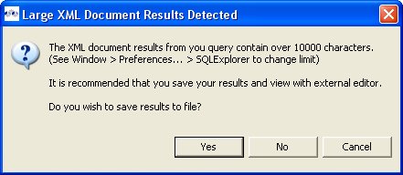 Large XML Document Detected Dialog