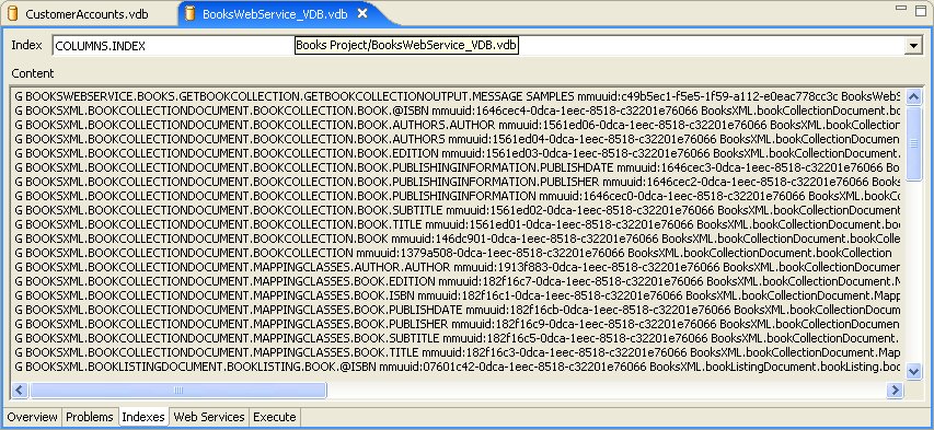 VDB Editor Indexes Panel