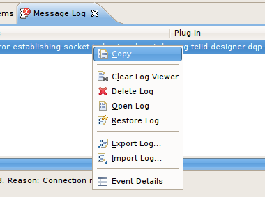 Message Log View Context Menu