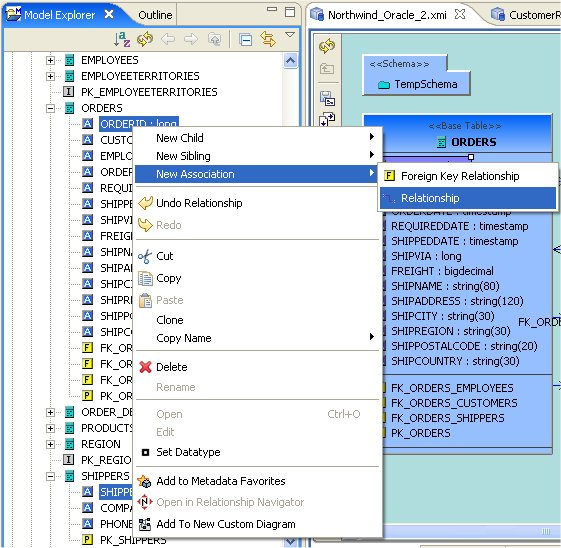 New Relationship Action in Model Explorer