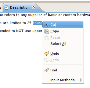 Description View Context Menu