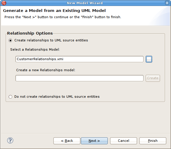 Relationship Options Dialog