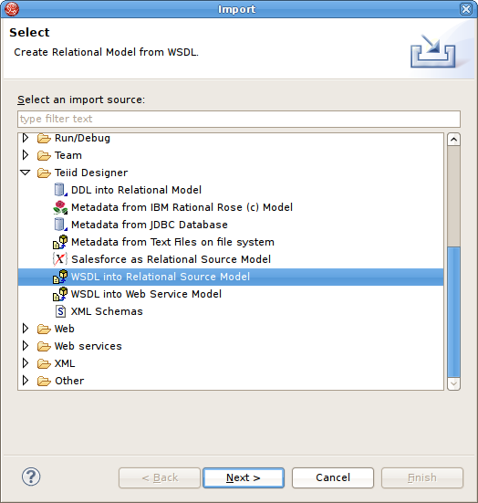 Import WSDL as Relational Source Model