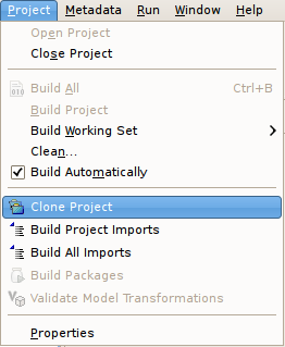 Clone Project In Project Menu