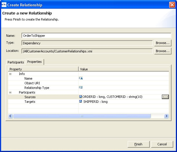 Create Relationship Dialog - Properties Tab