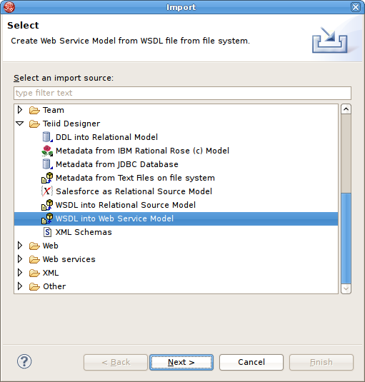 WSDL File Into Web Service Dialog