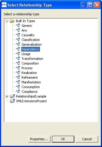 Select Relationship Type Dialog