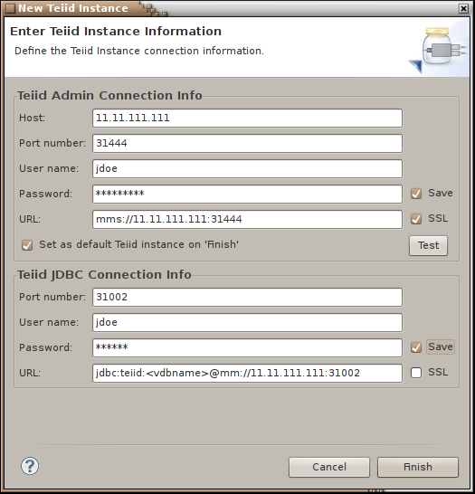 New Teiid Instance Dialog