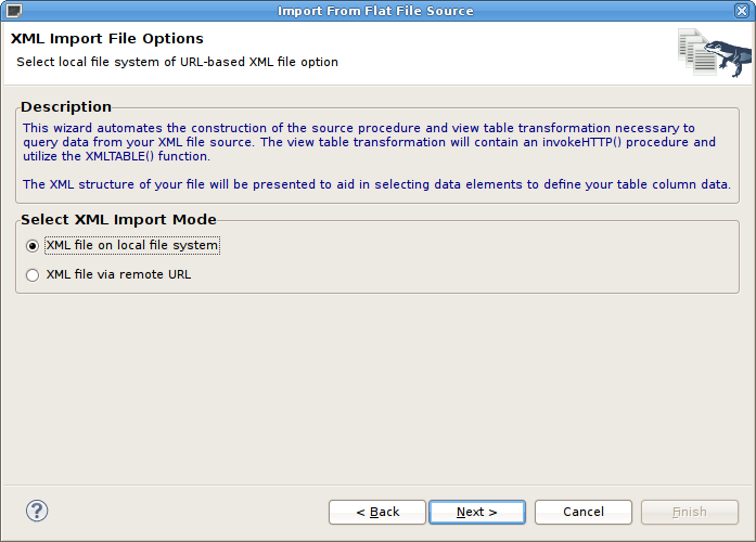 XML Import File Options Page