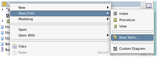 New View Table Wizard Action