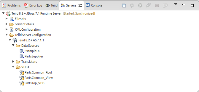 Teiid Contents in Server View