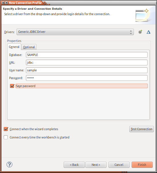 Generic JDBC Connection Details
