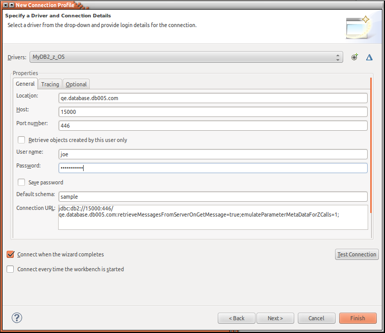 DB2 z/OS Connection Details