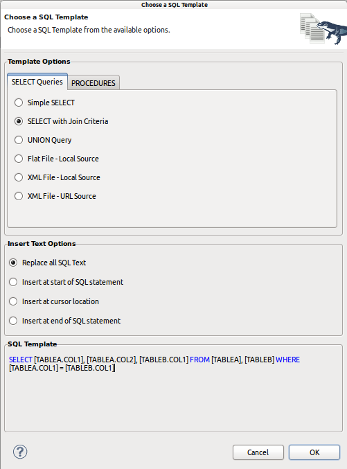 SQL Templates Dialog