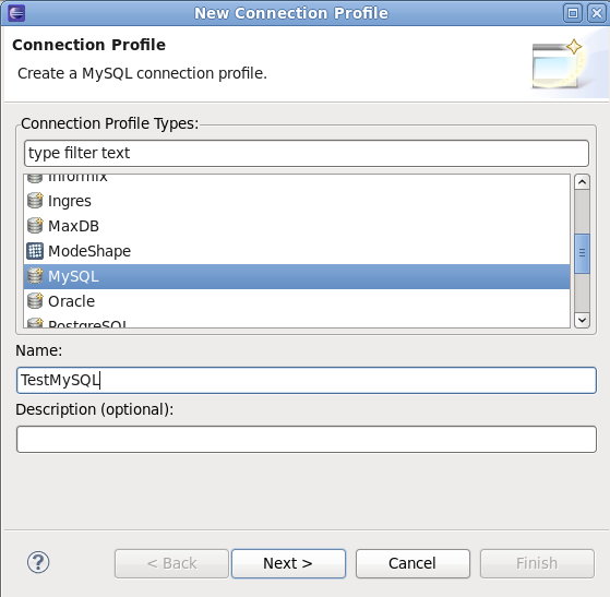 Connection Profile Name and Type