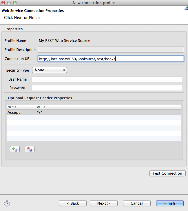 REST Service Connection Properties