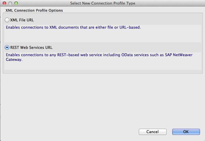 XML Connection Profile Options