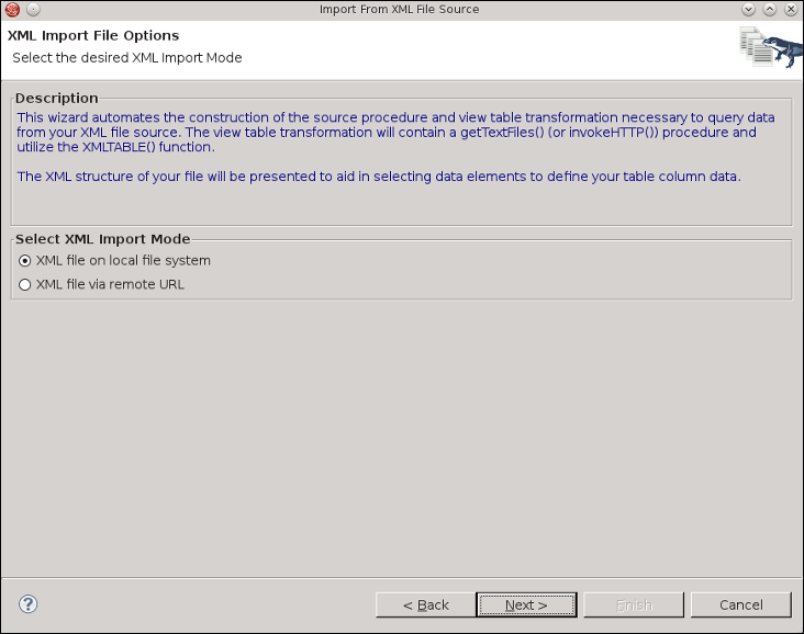 XML Import File Options Page