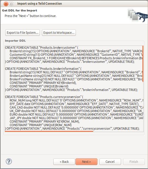 Review DDL Dialog