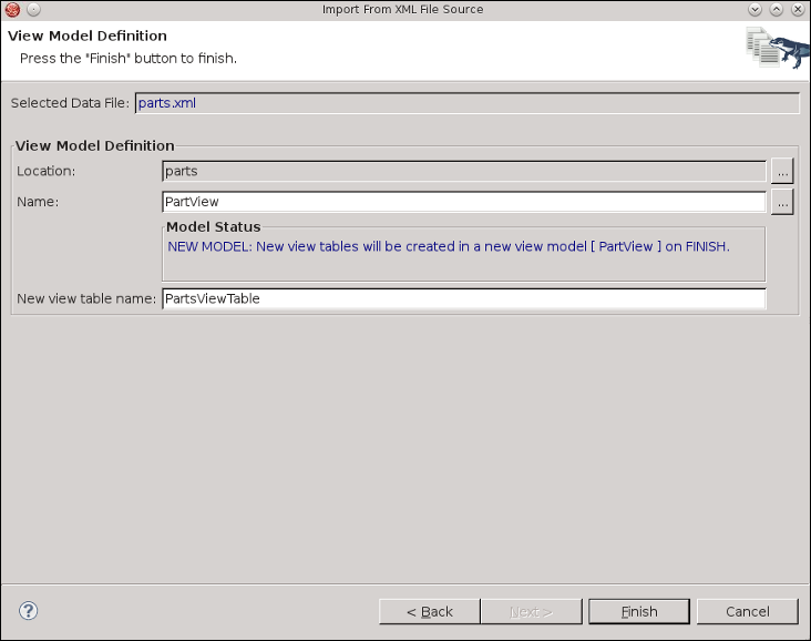 View Model Definition Page