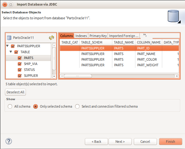 Select Database Options Dialog