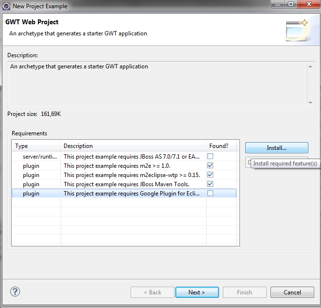 GWT Web Project creation: plug-in page