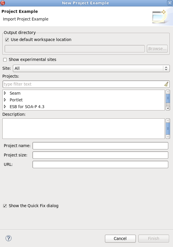 New Project Examples wizard