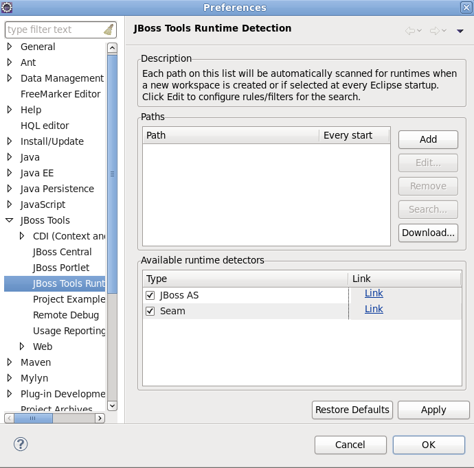 JBoss Tools Runtime Detection