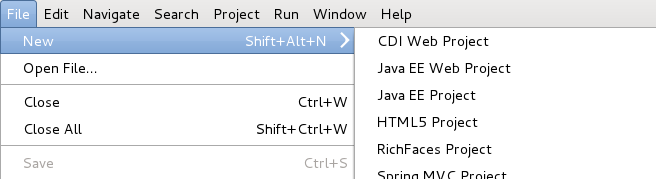 JBoss Perspective: FileNew