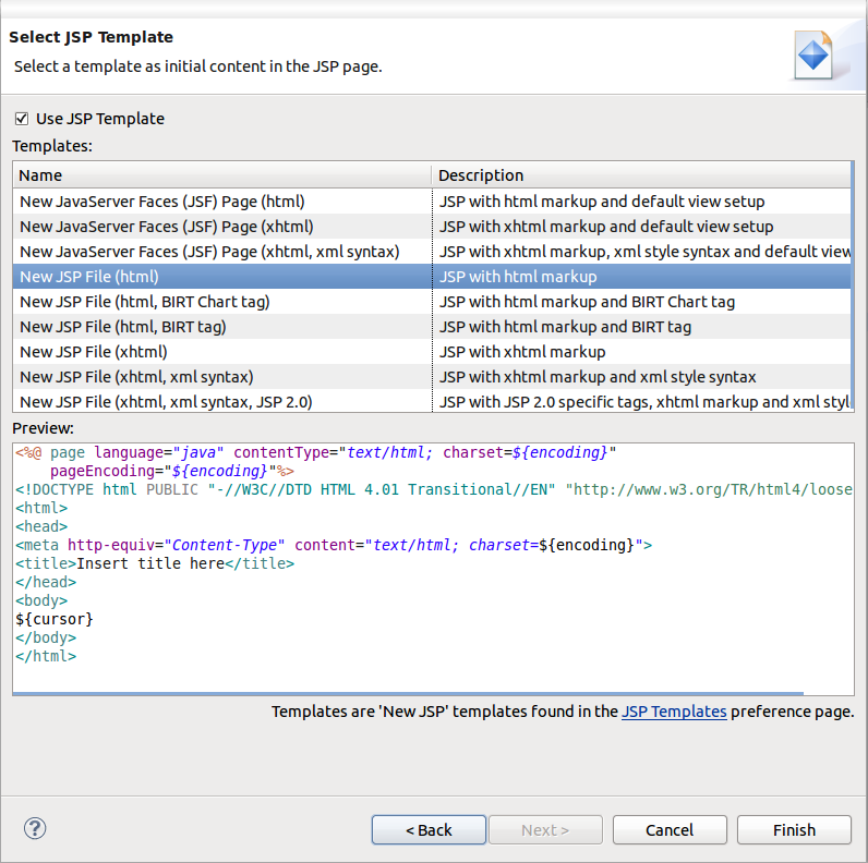 Create JSP Page