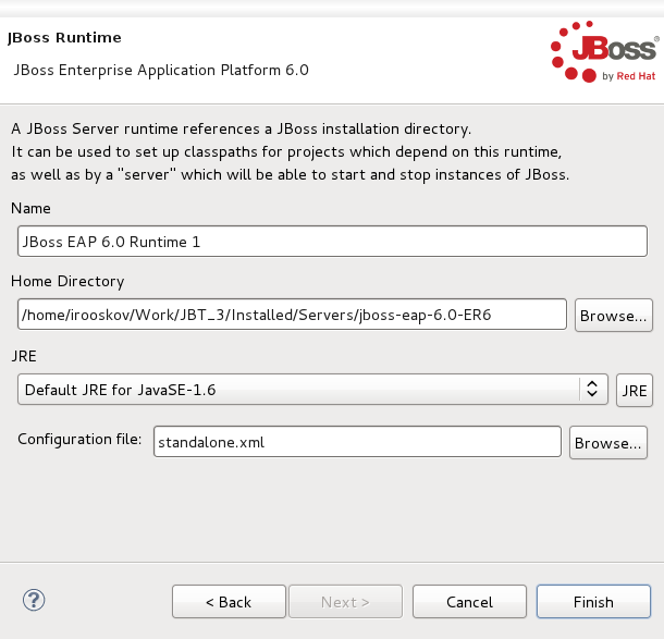 Adding a JBoss EAP 6.0 Runtime