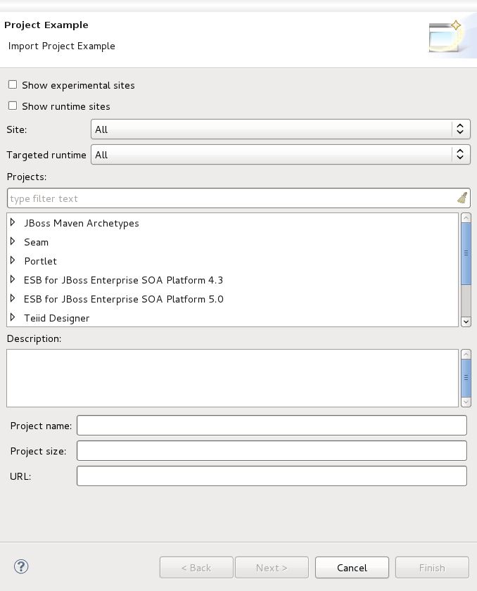 New Project Examples wizard