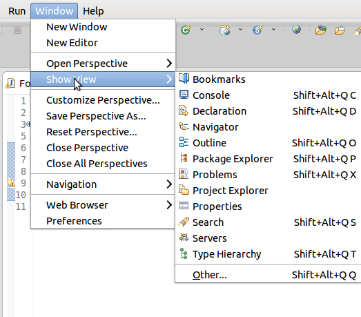 JBoss Perspective: WindowShow View