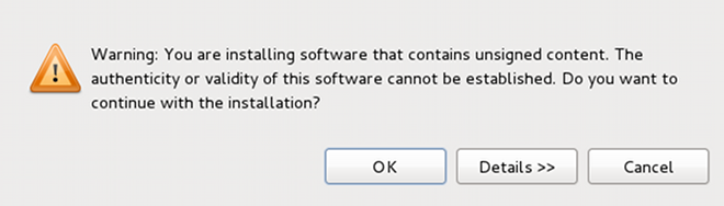 Unsigned Software Warning