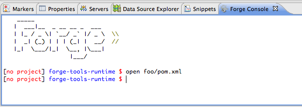 Execution of the open command.