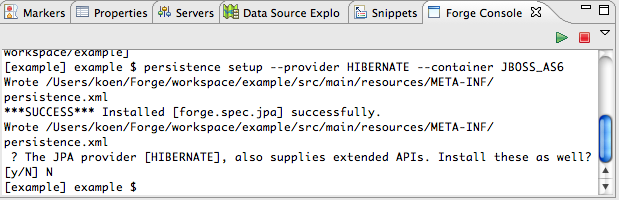 Execution of the persistence setup command.