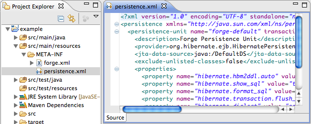 Your new persistence file has automatically been opened for editing.