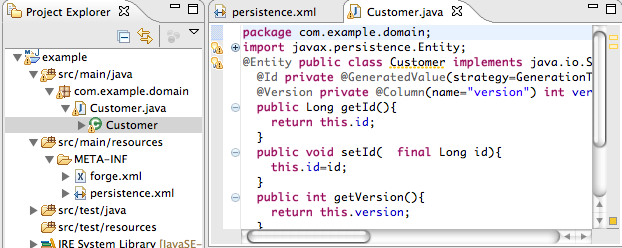 Your new entity has automatically been opened for editing.