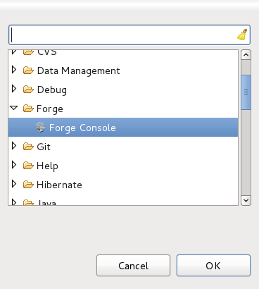 Selecting the Forge Console from the Views menu.