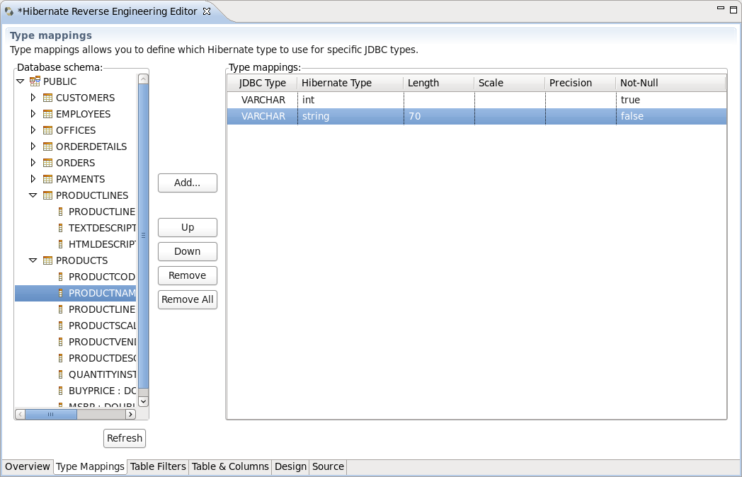 Type Mappings Page