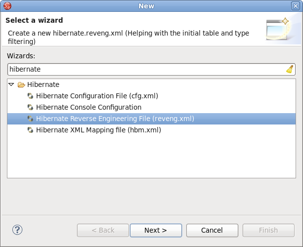 ChooseReverse Engineering File Wizard