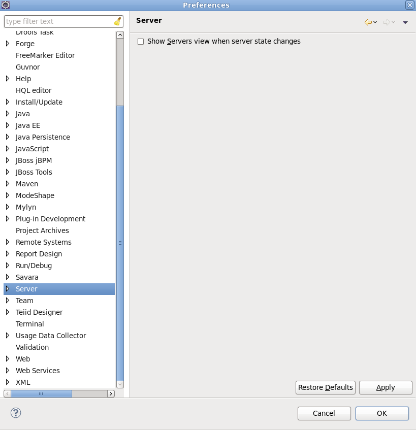 Server Preferences