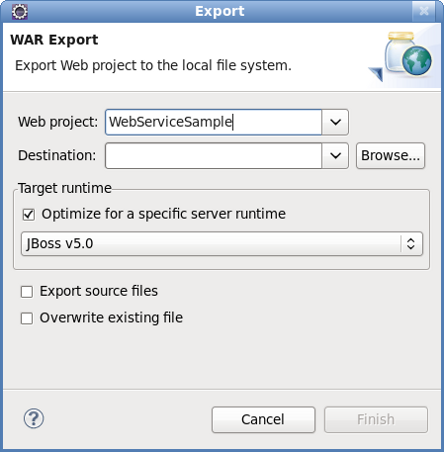 Export - WAR Export dialog