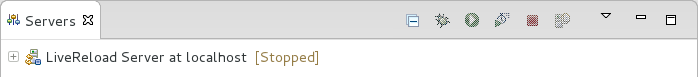 The LiveReload server is listed in the Servers tab.
