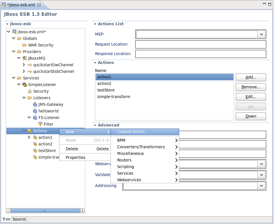 Adding New Custom Action in the Tree View