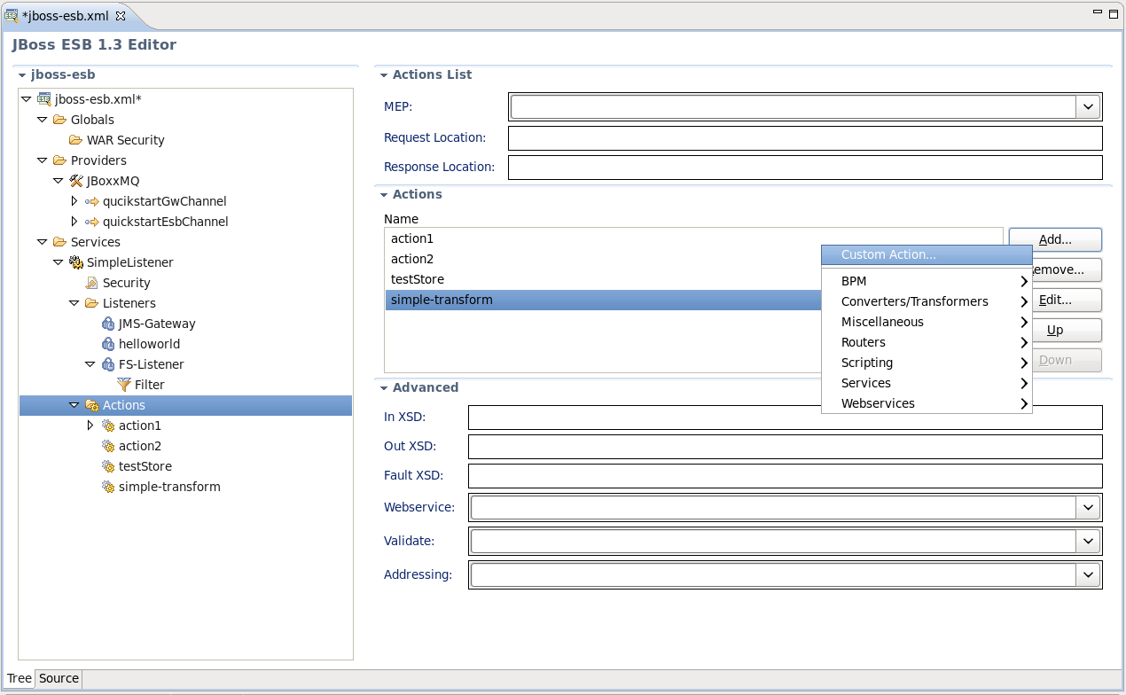 Adding New Custom Action in the Form Editor
